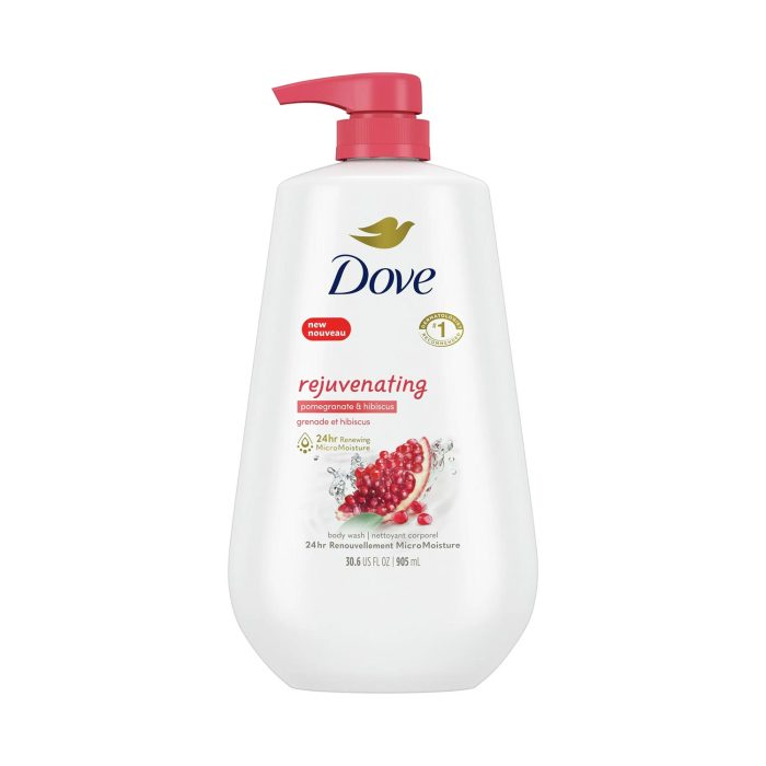 Dove Rejuvenating Liquid Body Wash with Pump Pomegranate & Hibiscus, 30.6 oz