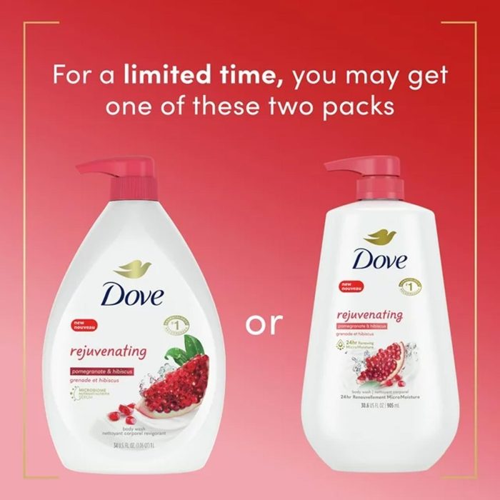 Dove Rejuvenating Liquid Body Wash with Pump Pomegranate & Hibiscus, 30.6 oz - Image 2