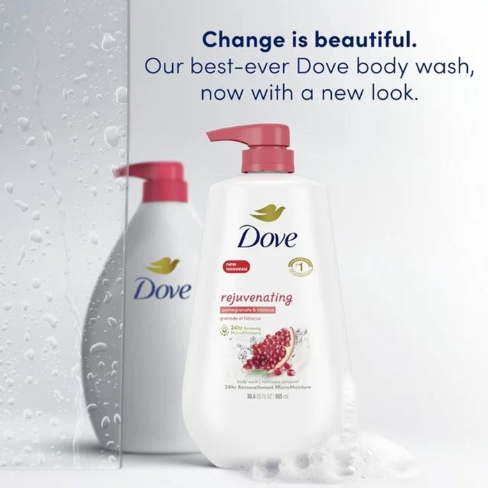 Dove Rejuvenating Liquid Body Wash with Pump Pomegranate & Hibiscus, 30.6 oz - Image 4